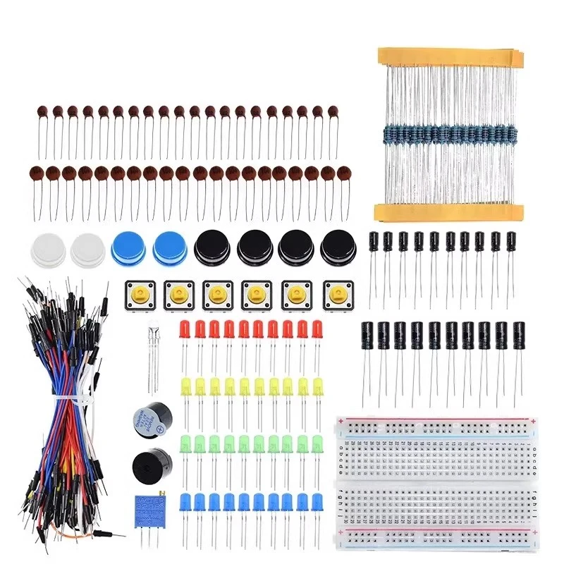 

Old 400-hole breadboard kit R3 resistor/LED/capacitor/bridge/breadboard kit boxed