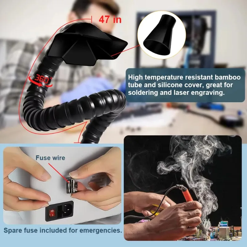 Coletor de pó portátil de 100 W e extrator de fumaça – para beleza capilar de salão de beleza
