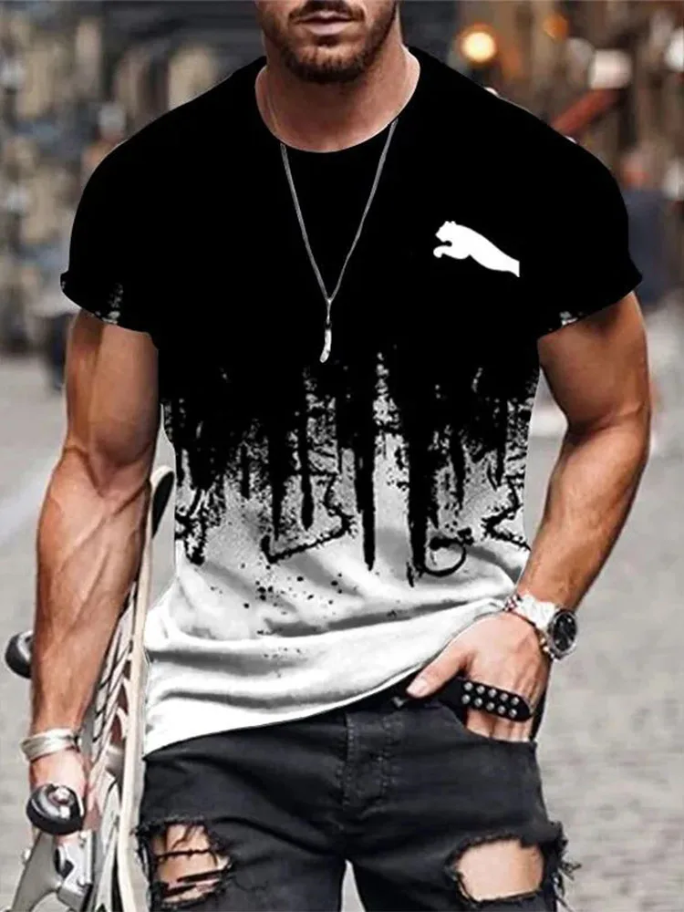 

Men's Summer Extreme Metal 3D Motorcycle Short Sleeve T-Shirt, 100% Polyester, Breathable, Motorcycle Rider's Trendy Culture Shi