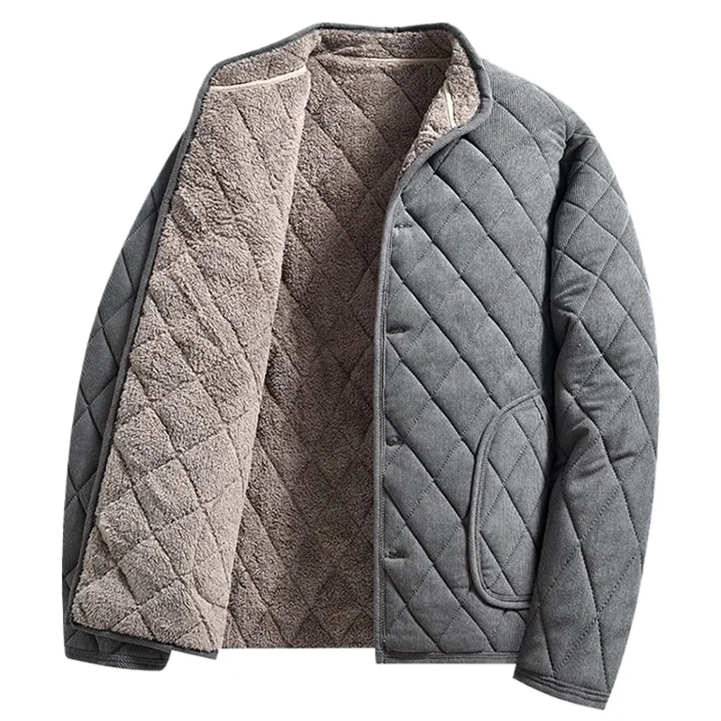 2026 Fleece Jacket Man Warm Autumn Winter Jacket Thickened Padded Jacket Casual Middle-Aged Dad's Outdoor Wear Fleece Lined Coat