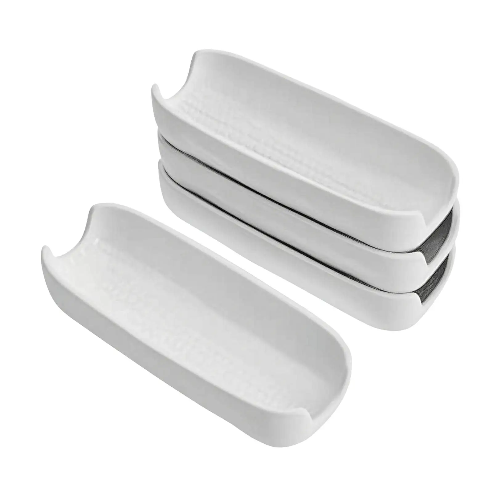 Rectangular Stoneware Corn Tray with Curved Ends Low Profile Design Microwave Safe Serving Dish for Cookouts and More
