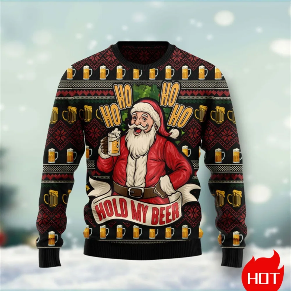 جديد عيد الميلاد سانتا كلوز الكتابة على الجدران سترة مضحك الشتاء سترة قبيحة ثلاثية الأبعاد طباعة Harajuku البلوز عادية مضحك