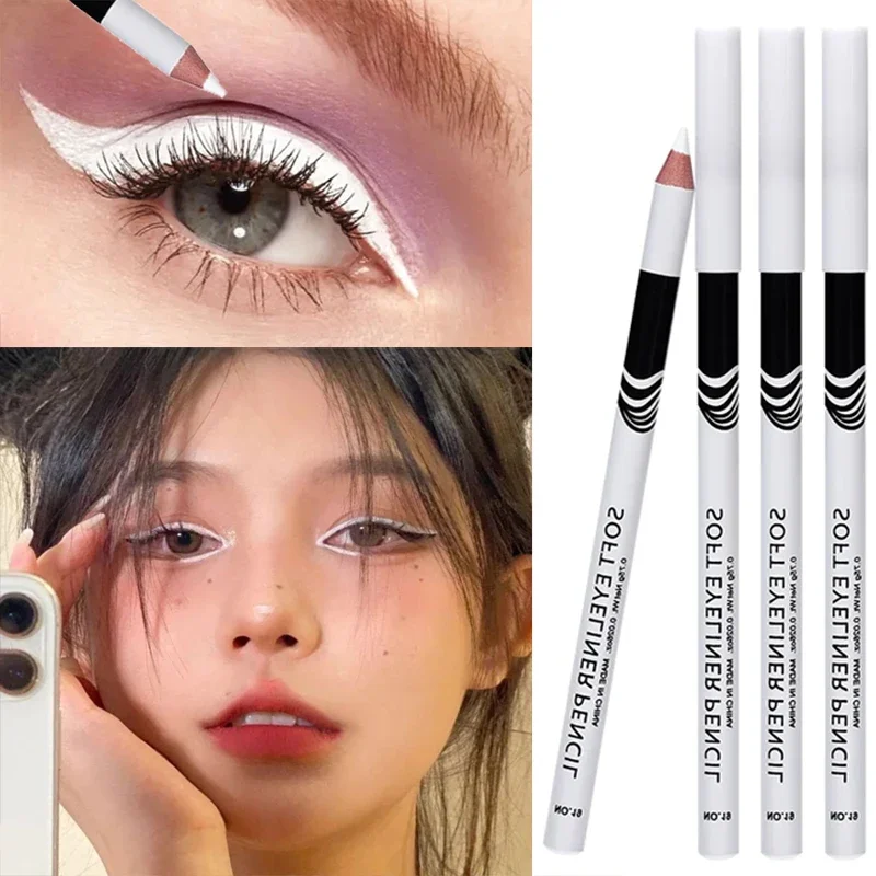 Biały Eyeliner ołówek wodoodporny szybkoschnący gładki matowy Eyeliner długopis trwały rozjaśnienie leżącego jedwabnika oczy przybory do makijażu