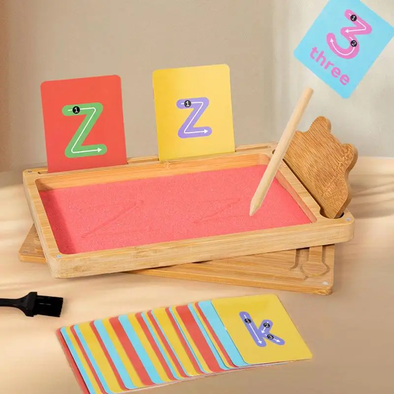 Wooden Sand Tray Writing Boards For Kids Sensory Spelling Game Letter Formation Activity Fine Motor Skills sand Play Toy Gifts