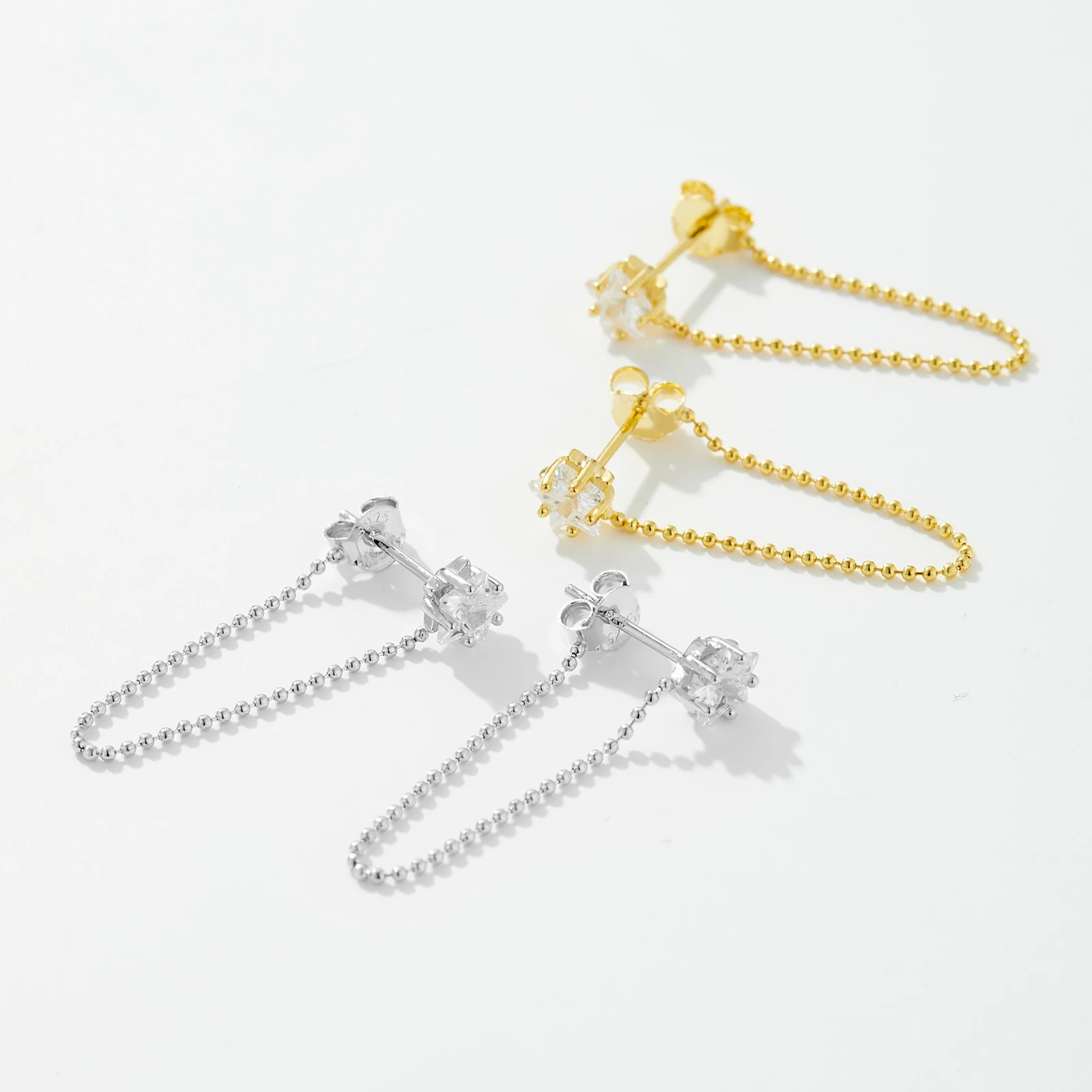 ANDYWEN-Boucles d'Oreilles Pendantes en Argent Sterling 925 et Or pour Femme, Bijoux avec Perles, Clips, Étoile, Clip de Mariage, 2023