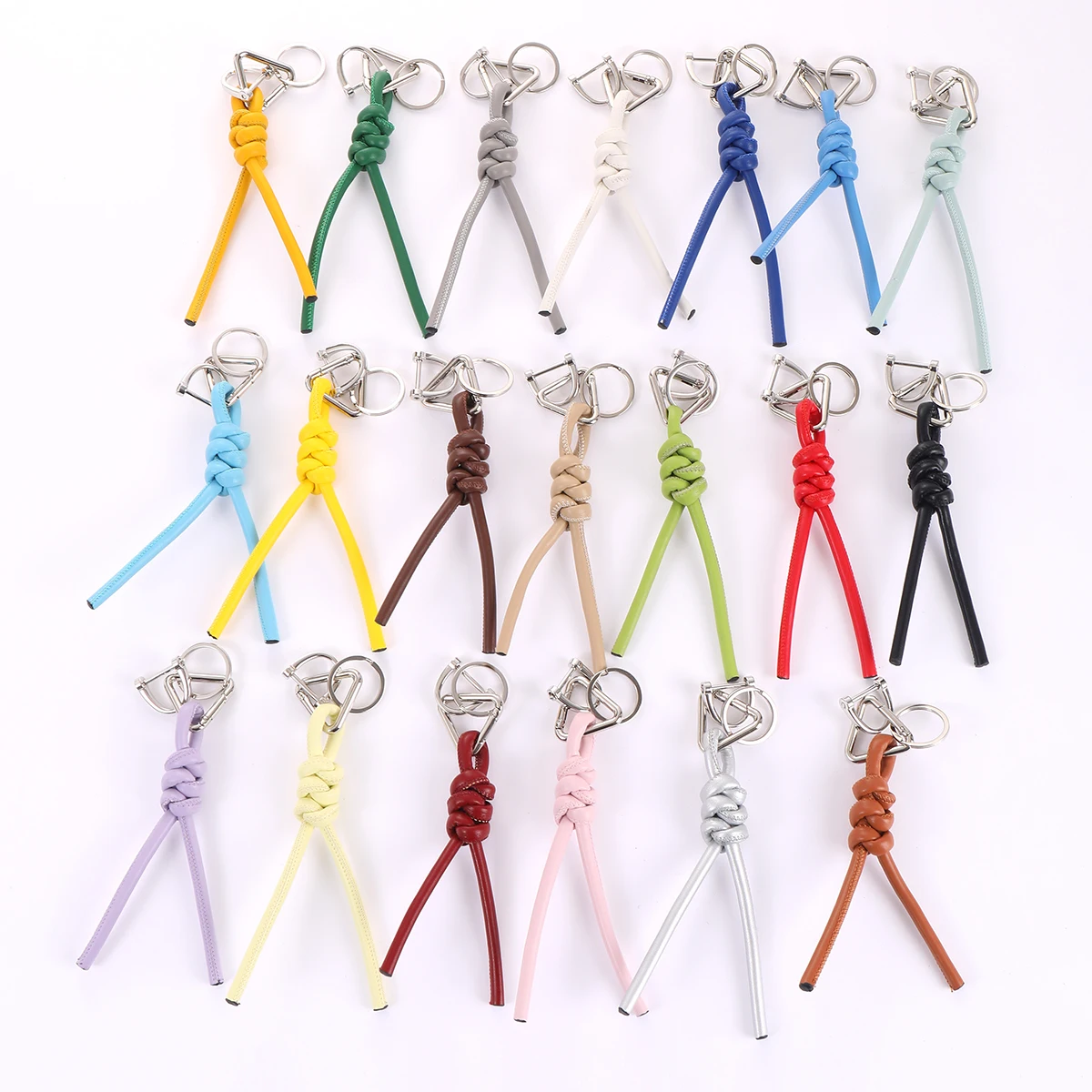 New Triangular Keychain PU Hand-woven Rope Knot Keyring Bag Hanging Keychain