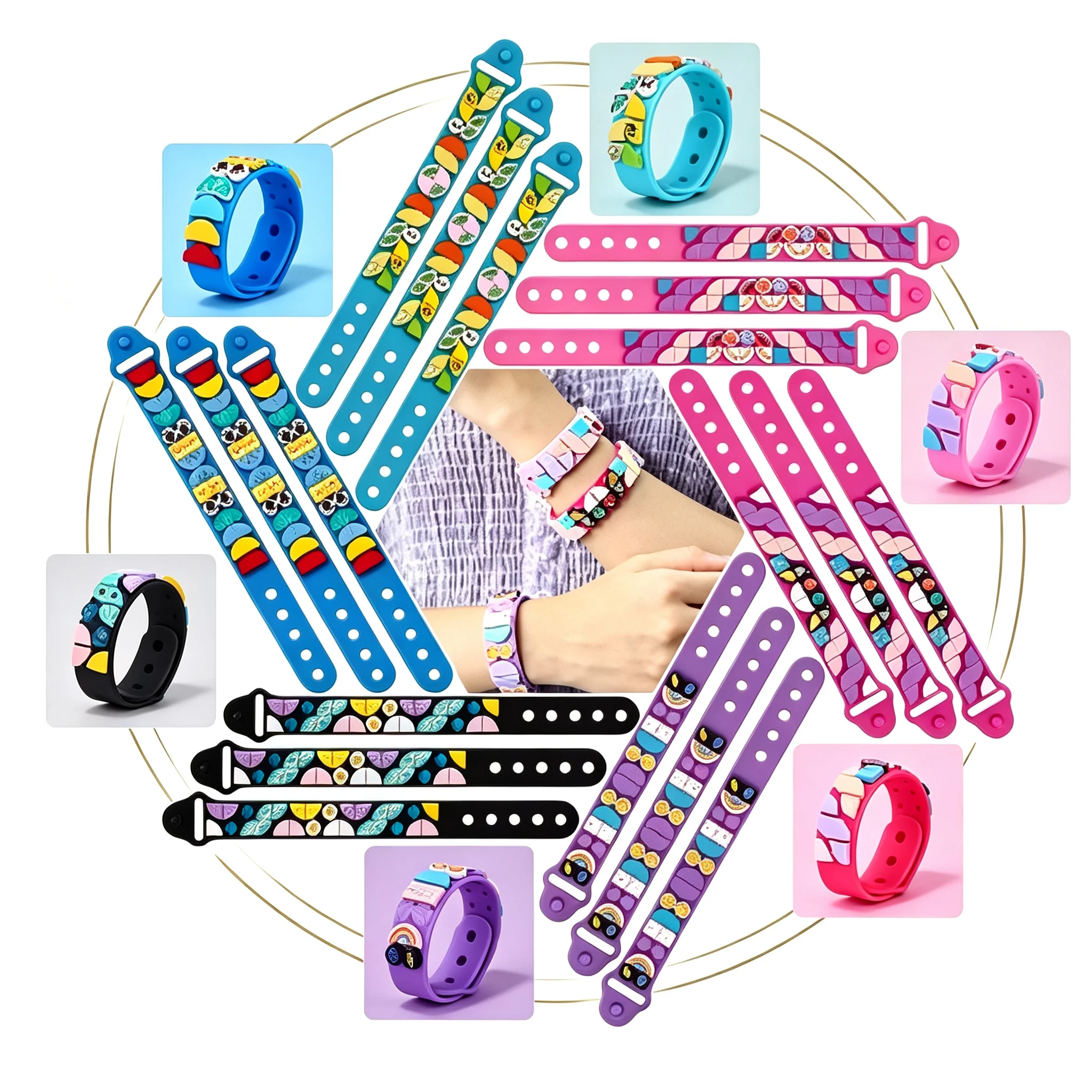 DIY Building Block Bracelet Wristband Kids Decorative Bracelet Toy Animal Ocean Bricks Candy Series Puzzle Gift for Girls Boys