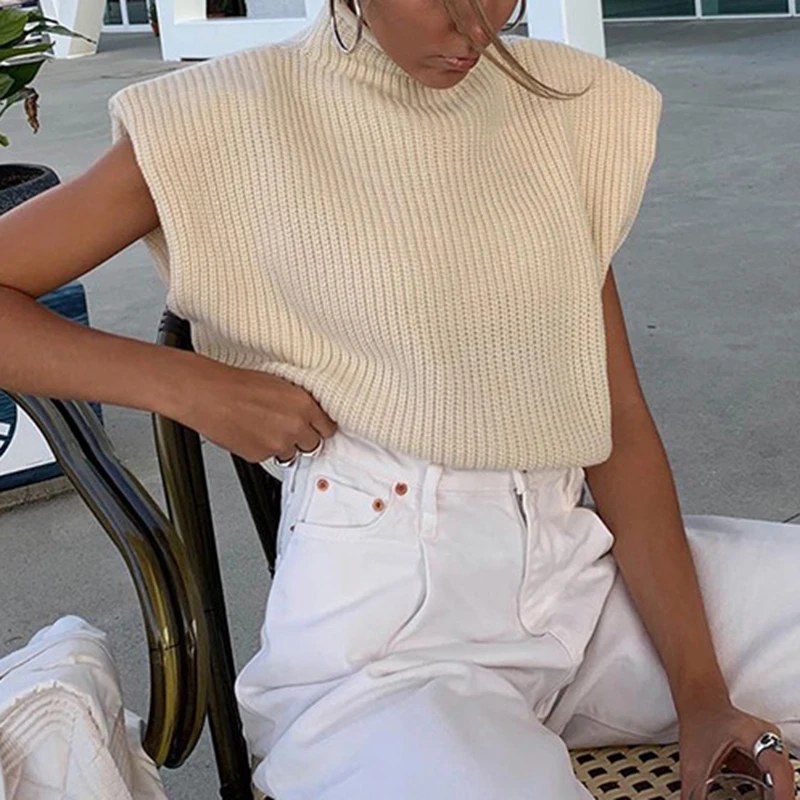 

Turtleneck Knitted Sweater Vest for Women High Neck Sleeveless Knit Top Spring Summer 2026 Soft Cozy Chic Outfit
