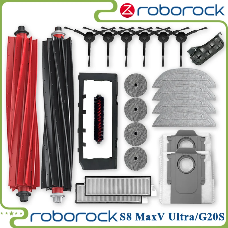 Roborock S8 MaxV Ultra Robot Vacuum Spare Accessories Main Side Brushes Mop Cloths HEPA Filters Dust Bags Replacement Parts