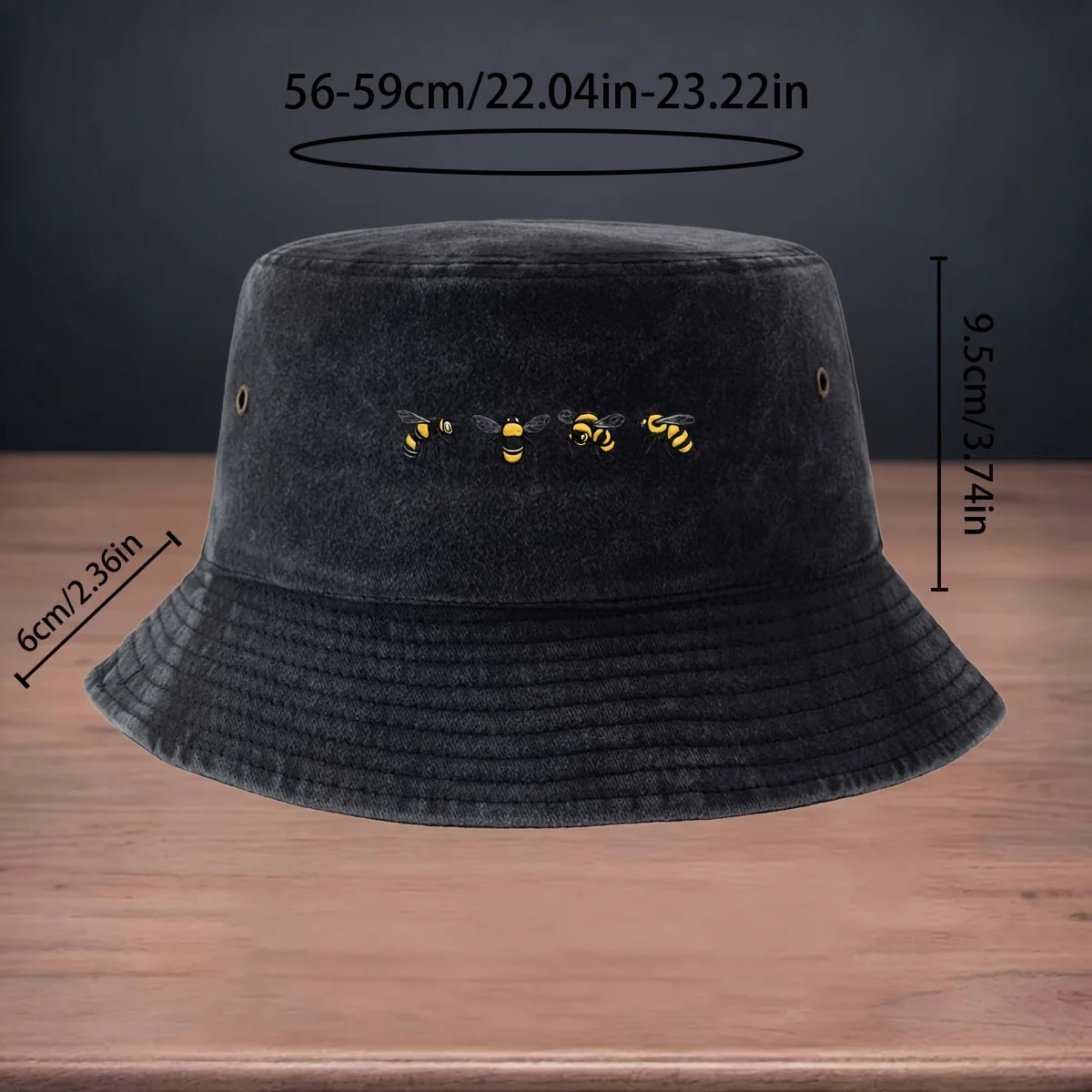 High-quality Printed Bee Pattern Bucket Hat in Different Directions, a Versatile Fishing Hat for Lure Fishing, Foldable for Easy