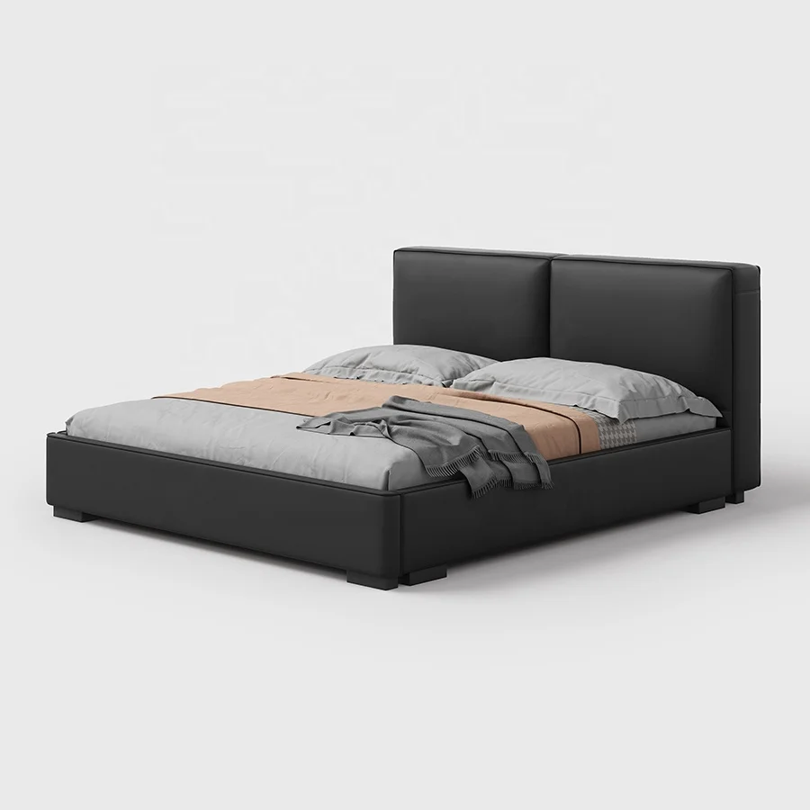 

For Furniture king Size Set Modern Designer Black Leather Light Luxury Set king Size Bed Other Kids Bedroom Furniture