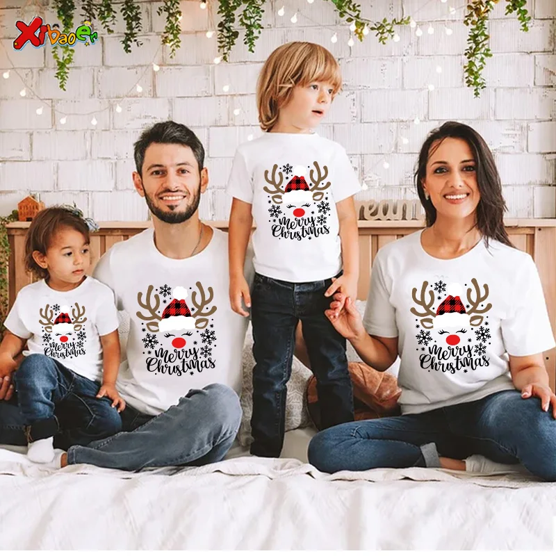 

Merry Christmas Family Shirts Family Christmas T-Shirts Mommy and Me T-Shirt Clothes Wear T Shirts Baby Rompers Clothes Famille