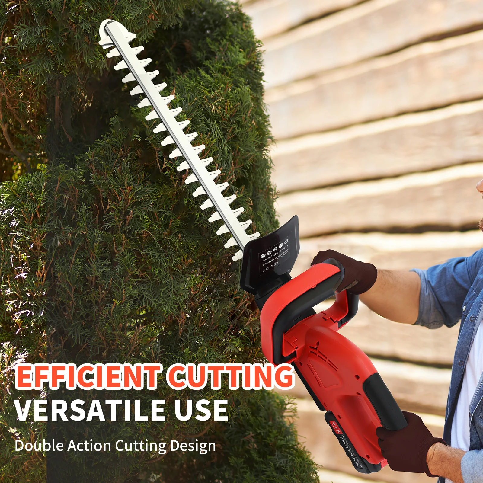 

550W 21V Cordless Electric Hedge Trimmer Power Tool Dual-Blade with 3.0Ah Battery and Charger for Shrub Bush Cutting Trimming