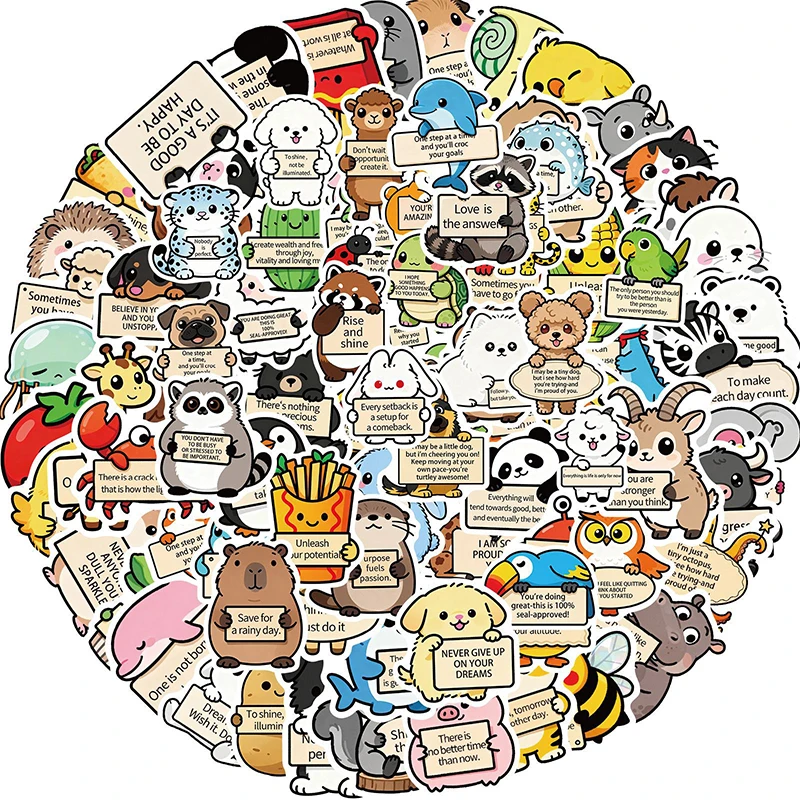 100 قطعة ملصقات الحيوانات الدعم العاطفي ملصق تأكيد تحفيزي مقاوم للماء شارات تأكيد الفينيل لزجاجات المياه #1