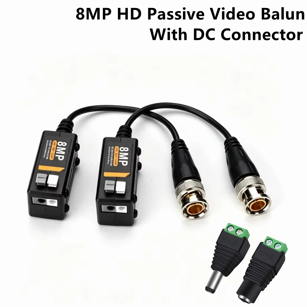 8MP HD Passive Video Balun Connectors AHD/CVI/TVI/CVBS Cameras For 1080P 3MP 4MP 5MP 8MP CCTV Security DVR Surveillance System