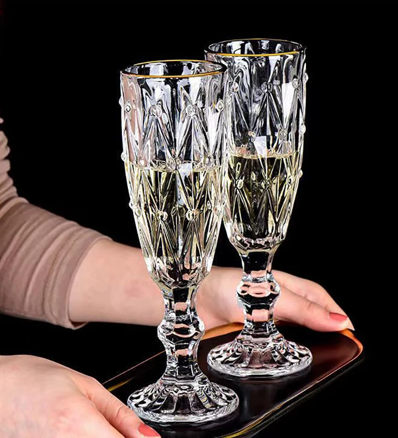 Vintage Glass Champagne Glass Champagne Wine Glasses Wineglass Whiskey Cup Cups Drinking Goblet Luxury Set Crystal Barware Bar