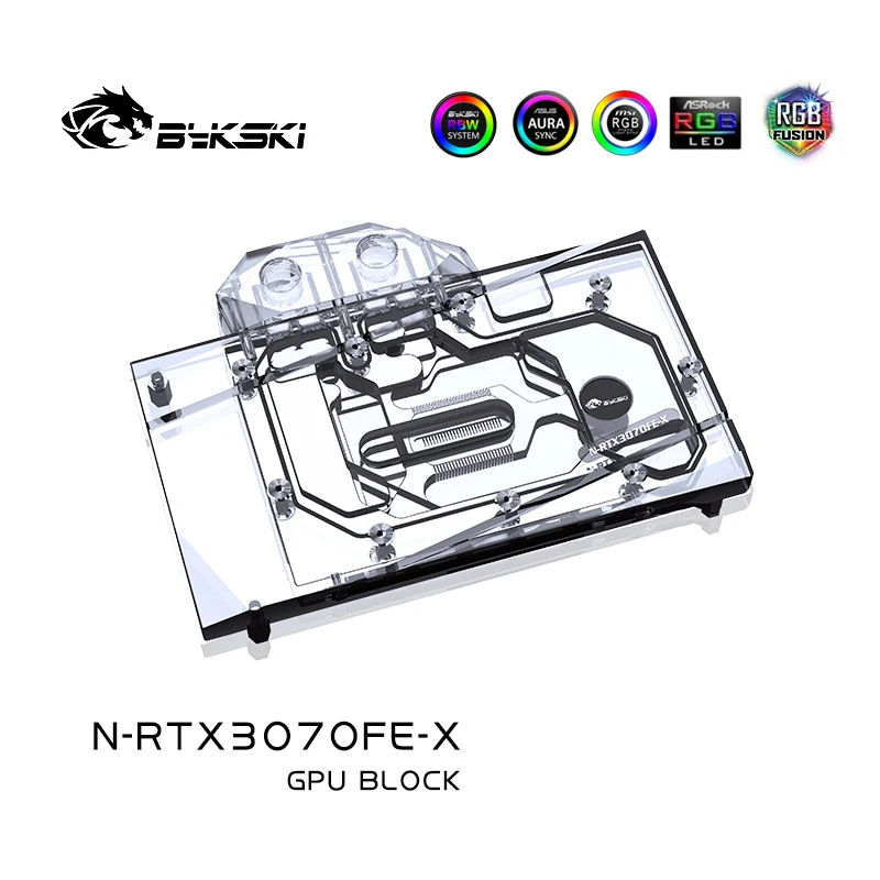 Bykski gpu bloco de resfriamento de água personalizado para nvidia founders rtx 3070 rtx3060 placa gráfica sistema de resfriamento líquido, N-RTX3070FE-X