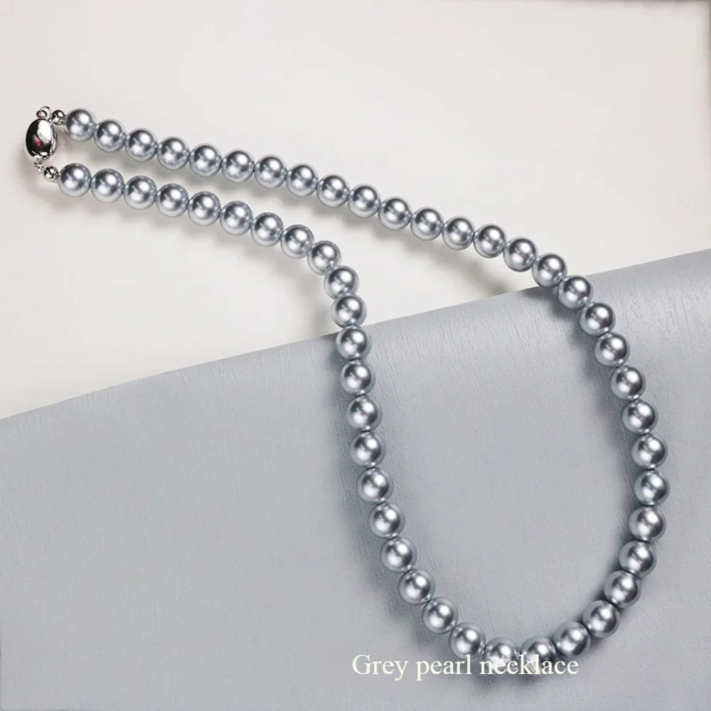 Fashion Classic Grey Shell Pearl Necklace for Girls Gift New Charm Clavicle Chain Luxury Jewelry Clothing Accessories Wholesale