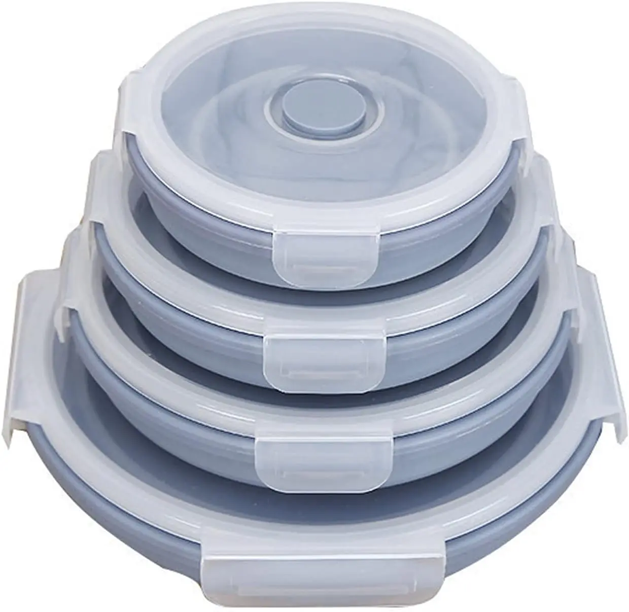 

Collapsible Bowls, Silicone Food Containers with , Set of 4 350/550/800/1200ml Silicone Lunch Containers Leftover Food Containe