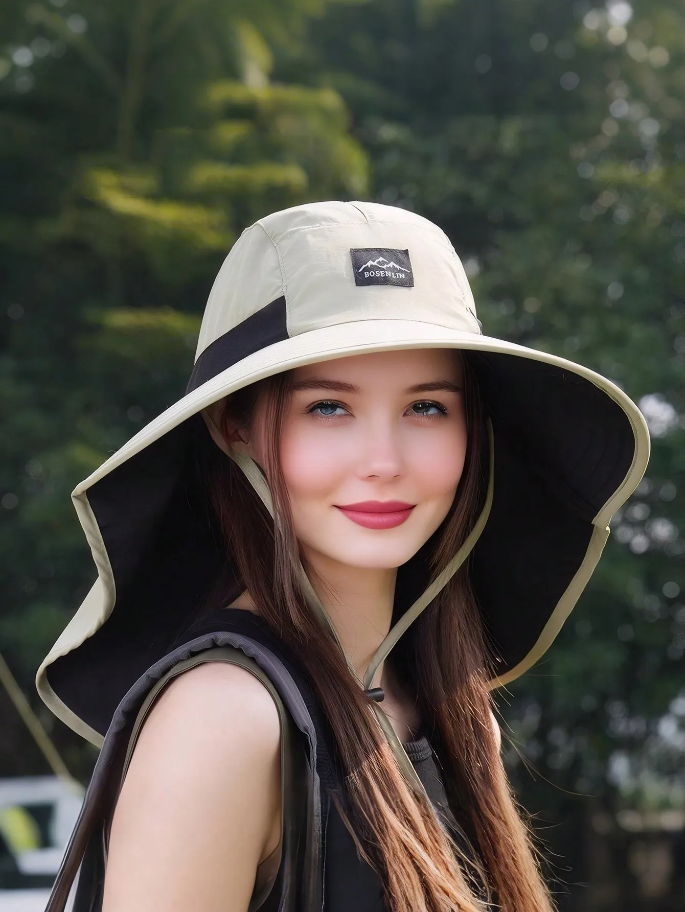 

1pc Japanese Style Outdoor Hiking Hat, Summer Sun Protection Neck Cover Wide Brim Fishing Cap For Women, Suitable For Outdoor Activities Like Hiking, Trekking, Camping, Golf