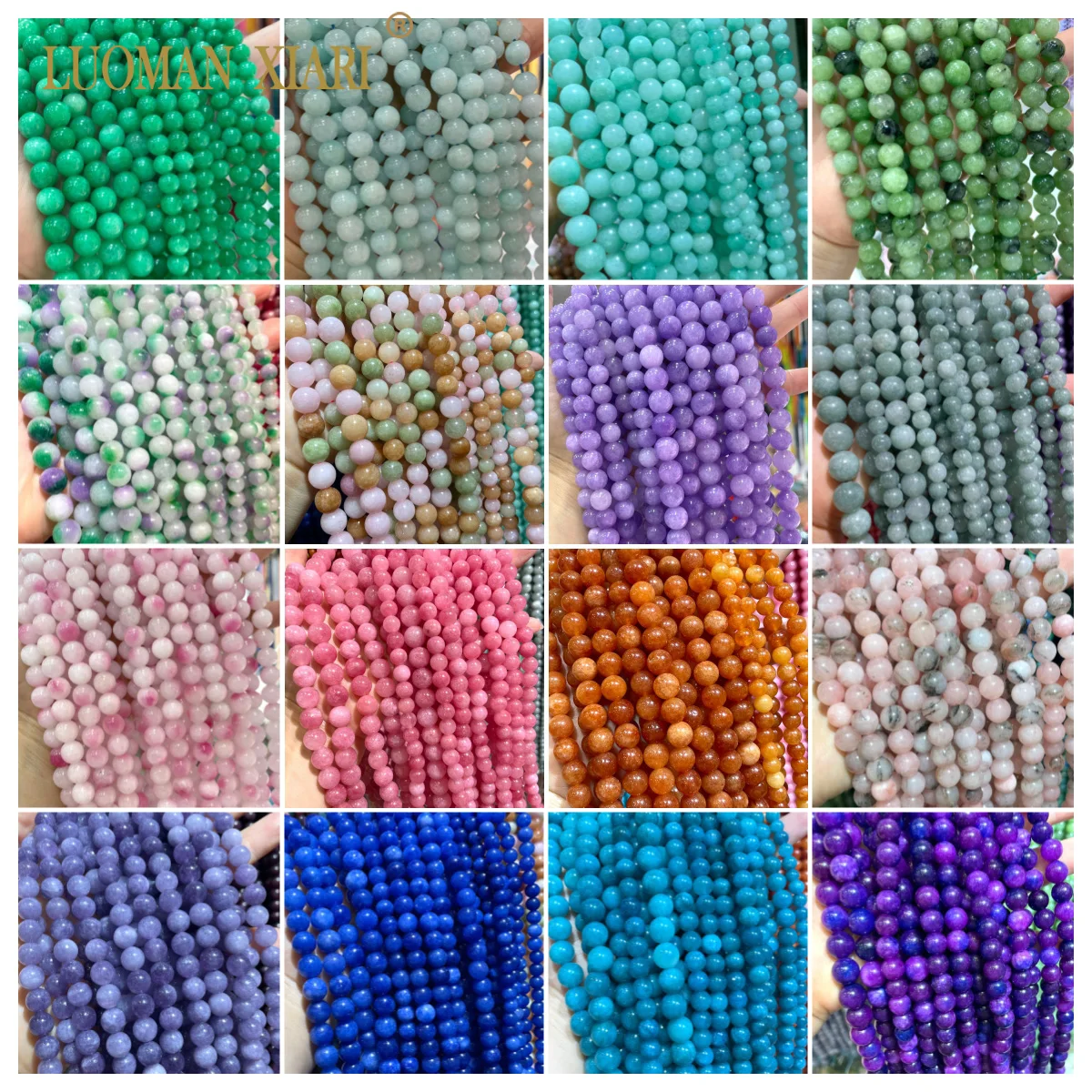 Natürliche Chalcedon lila Jade Rhodochrosit blau Angelit lose runde Stein perlen für Schmuck machen DIY Armbänder Zubehör