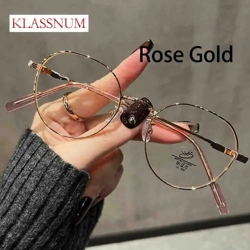 KLASSNUM KLASSNUM Fashion Short-sighted Anti-blue Glasses Female Retro Oval Flat Mirror Small frame Gold Metal Women Reading Glasses - Aliexpress Deal