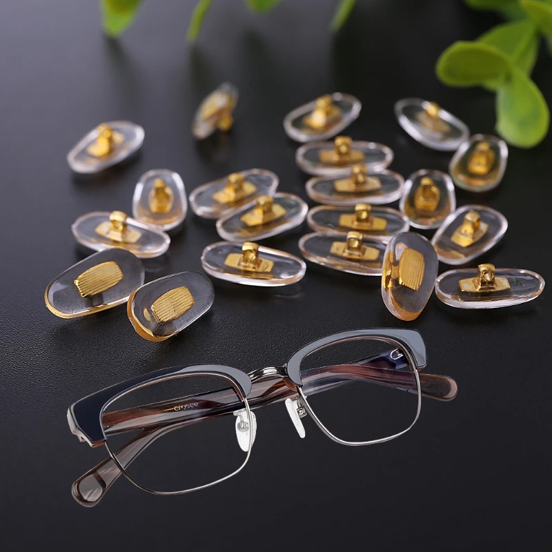 10 Pairs/Lot Golden PVC Glasses Anti Slip Aluminum Conductor Silver Nose Pads DropShipping