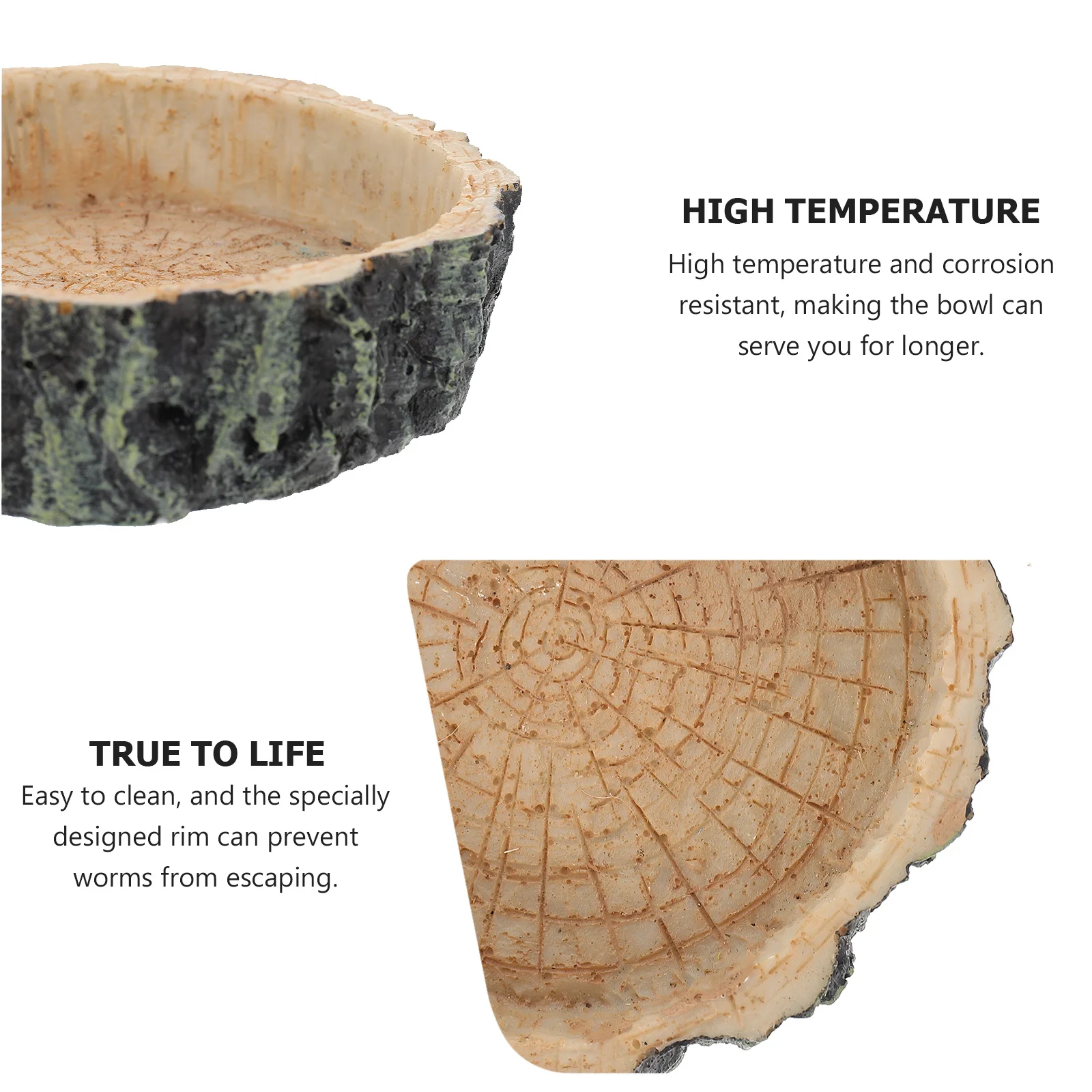 

2Pcs Reptile Feeding Bowls Smooth Surface Food Water Dish Easy Clean Rim Escape Prevent for Snake Lizard Tortoise Gecko Tank