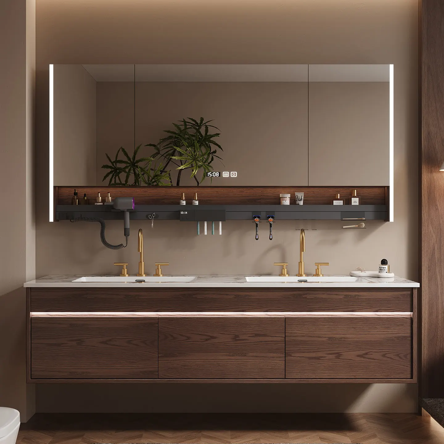 

Тумба для ванной, раковина, бесшовная керамическая раковина из красного дуба, комбинация из массива дерева и керамики для ванной комнаты