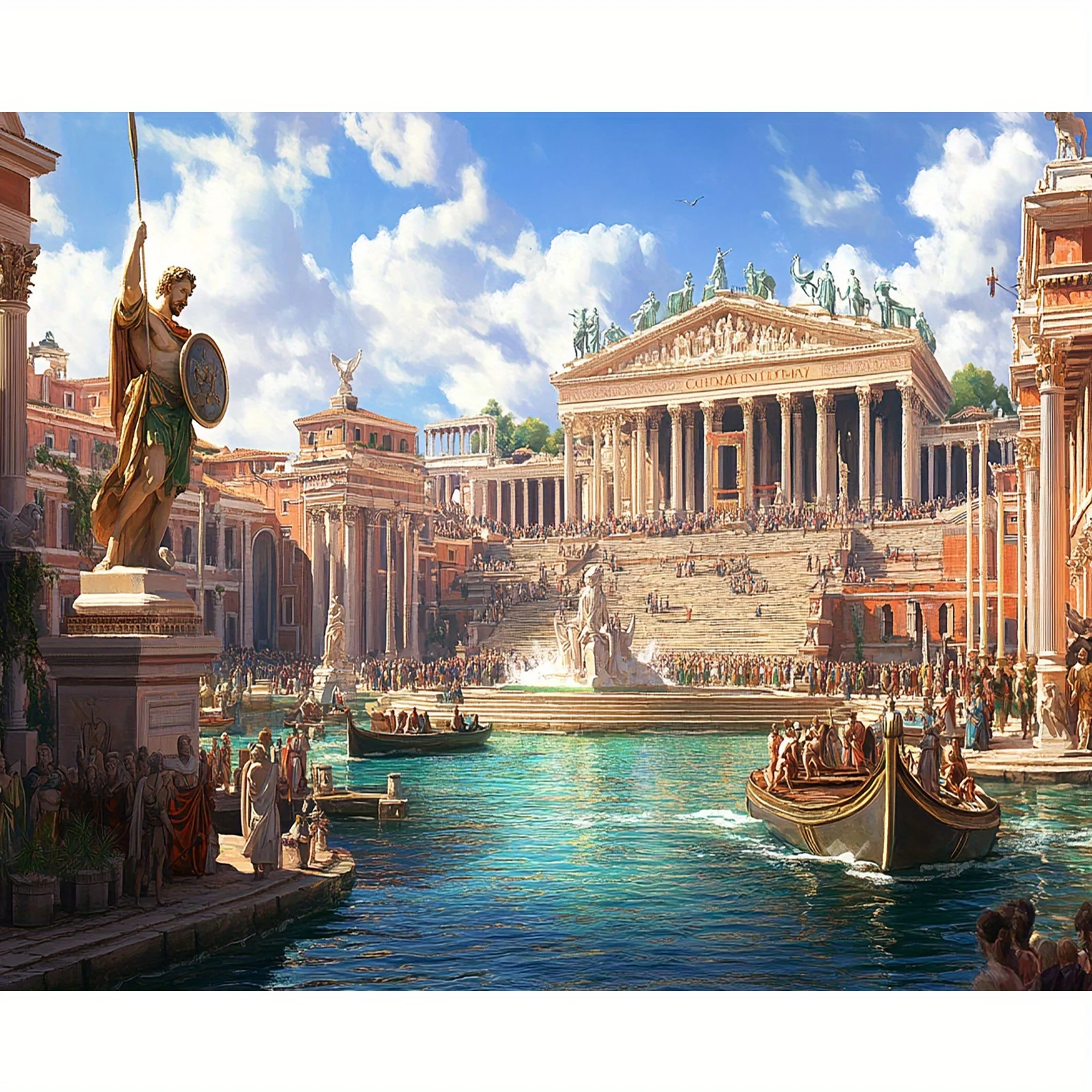 Historical Rome Scene With Columns Statues And Crowds Art Print For Home Or Educational Display