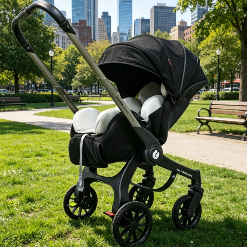 4-in-1 Multifunktionaler Kinderwagen Faltbar mit Autositz Tragbarer Babywagen EU-Lagerbestand 3-in-1 Kinderwagen