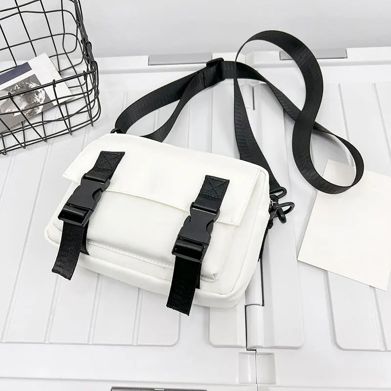 1PC Pure Color Satchel Simple Large Capacity Cell Phone Crossbody Bag Lightweight Nylon Waterproof Casual Shoulder Small Square