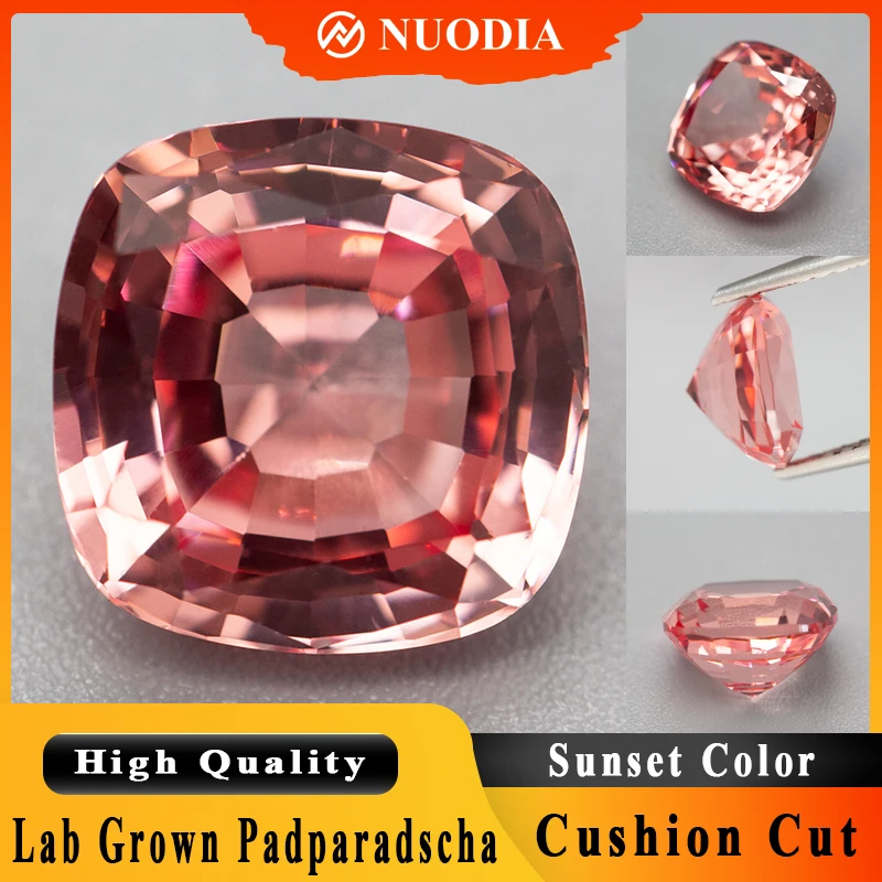 

Верхняя квадратная огранка подушки, выращенная в лаборатории Padparadscha, драгоценный камень, цвет заката, лабораторные сапфировые бриллианты для изготовления ювелирных изделий с сертификатом