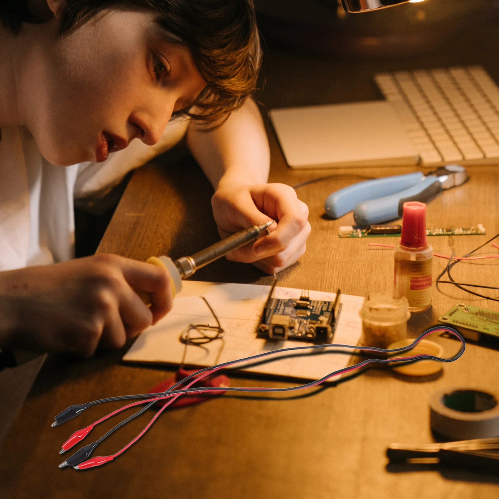 

10pcs Dual-headed Crocodile Clip Wire Insulated Test Cable Conductivity Testing Jumper Wires for Circuit Connection