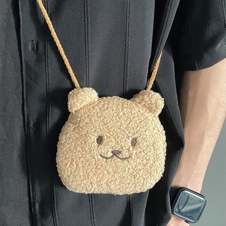 Cute Japanese and Korean style kawaii bag bear kids cartoon plush bag bag bunny crossbody bag mobile phone wallet storage bag