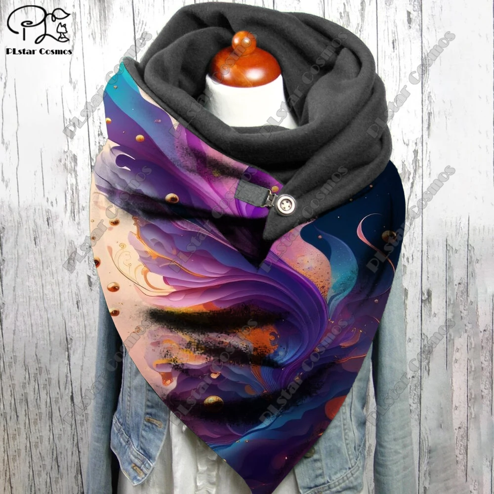 

3D printing color quicksand gradient pattern warm shawl scarf spring and winter big triangle scarf casual gift 4