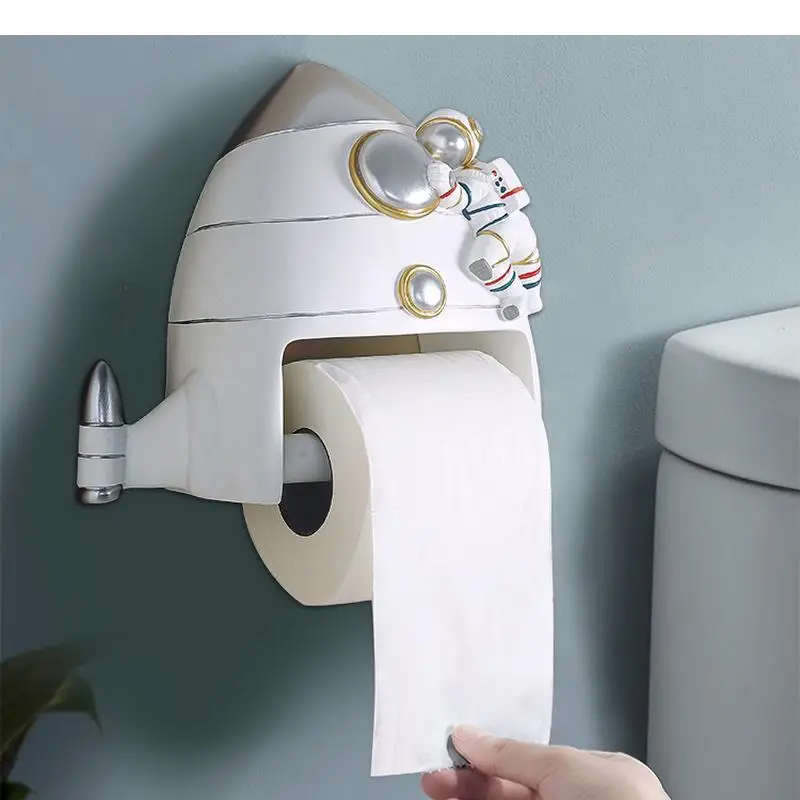 Toilet Roll Holder Wall Mounted Resin Tissue Holders Astronaut Napkin Paper Towel Bathroom Shelf Rack