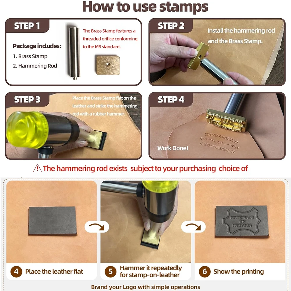 Customized Leather Stamp LOGO Custom Brass Mould Hand Punching Leather Stamps Brand Working Carving Stamping Punches Tools Craft view 5