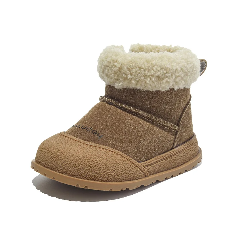 Children Snow Boots Girls Warm Plush Snow Boots Boys Toe Protection Non-slip Soft Sole Infant Boots Size 15-30
