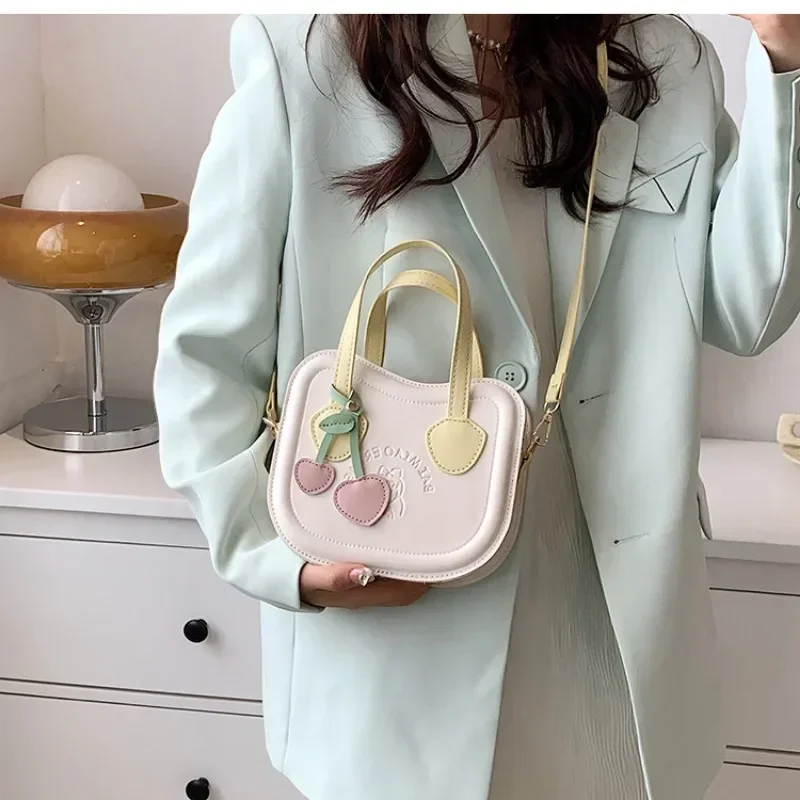 Winter Cute Shoulder Bag Teengae Girls Japanese Candy Color Kawaii PU Hand Bag Cartoon Print Sweet Crossbody Bag  Bolso Сумка