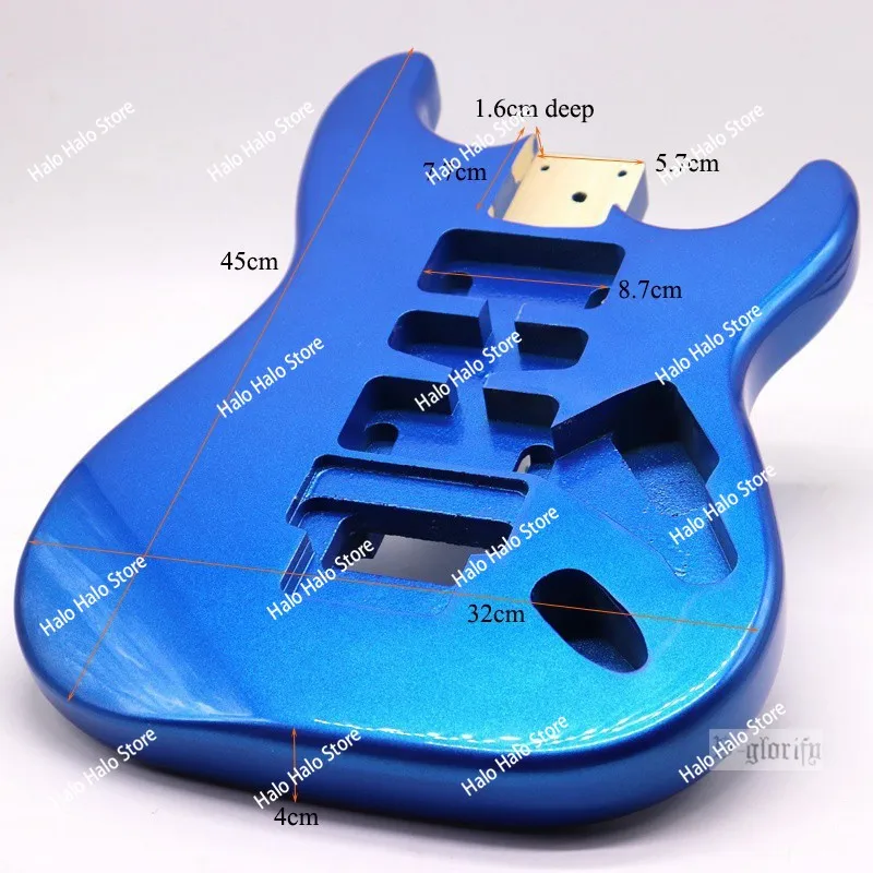 Double Shake Body FY Metal Blue Bucket, Poplar Electric Guitar Double Shake Body Guitar DIY Assembly and Modification