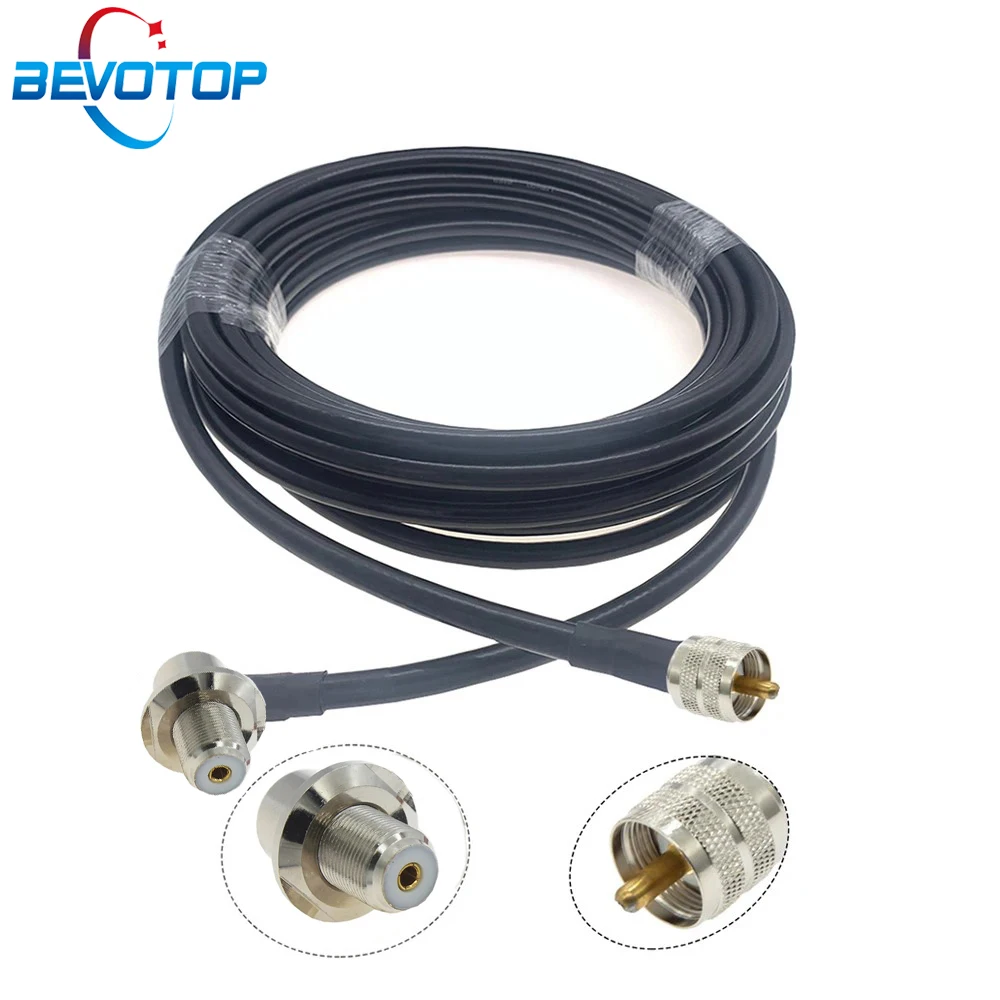 PL259 UHF Male to SO239 UHF Female 90° LMR400 Cable 50 Ohm Low Loss Pigtail Extension Jumper for CB/Ham Radio FM Transmitter