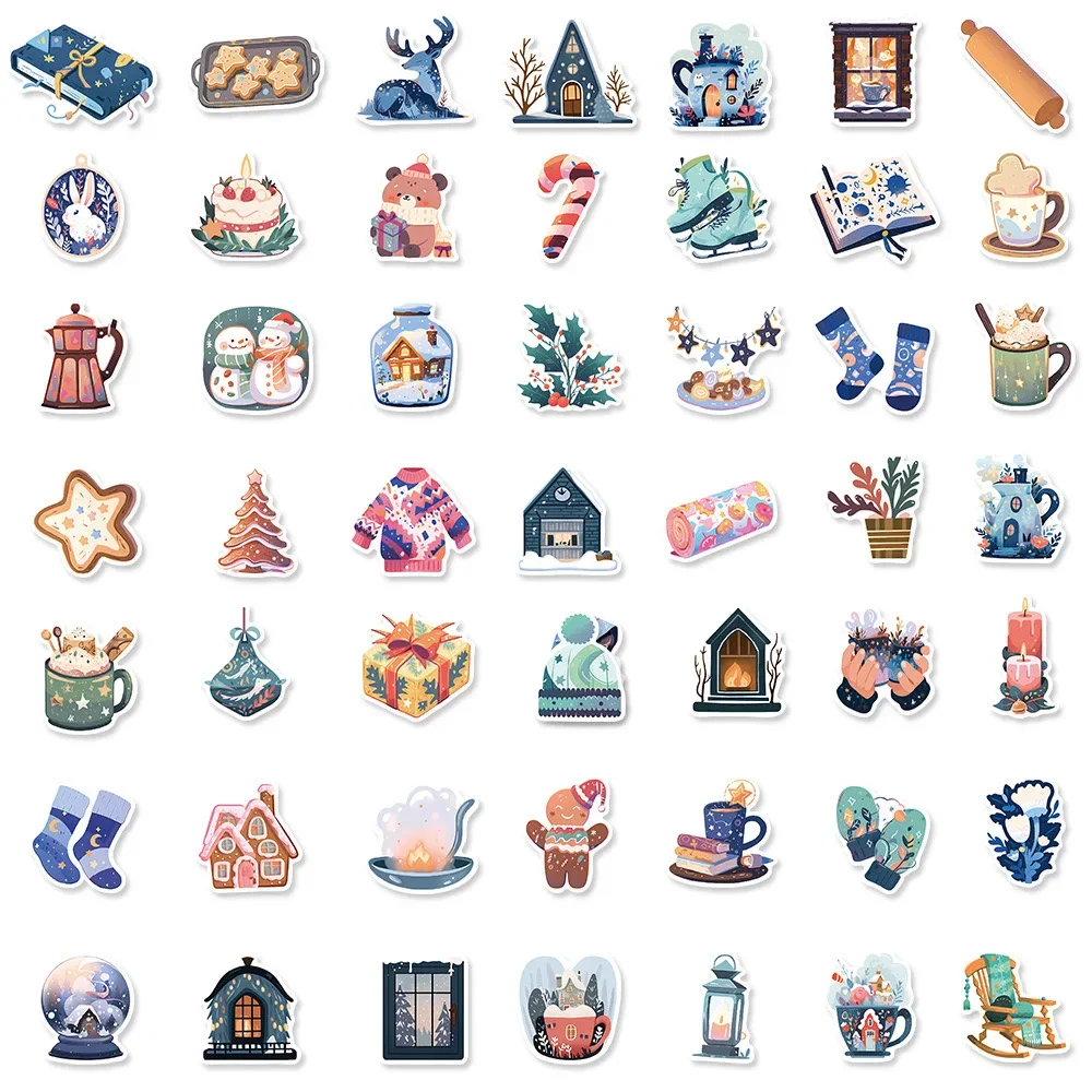 10/50PCS Cute Winter Christmas Decoration Stickers Car Motorcycle Travel Luggage Guitar Fridge Laptop Waterproof Sticker Kid Toy