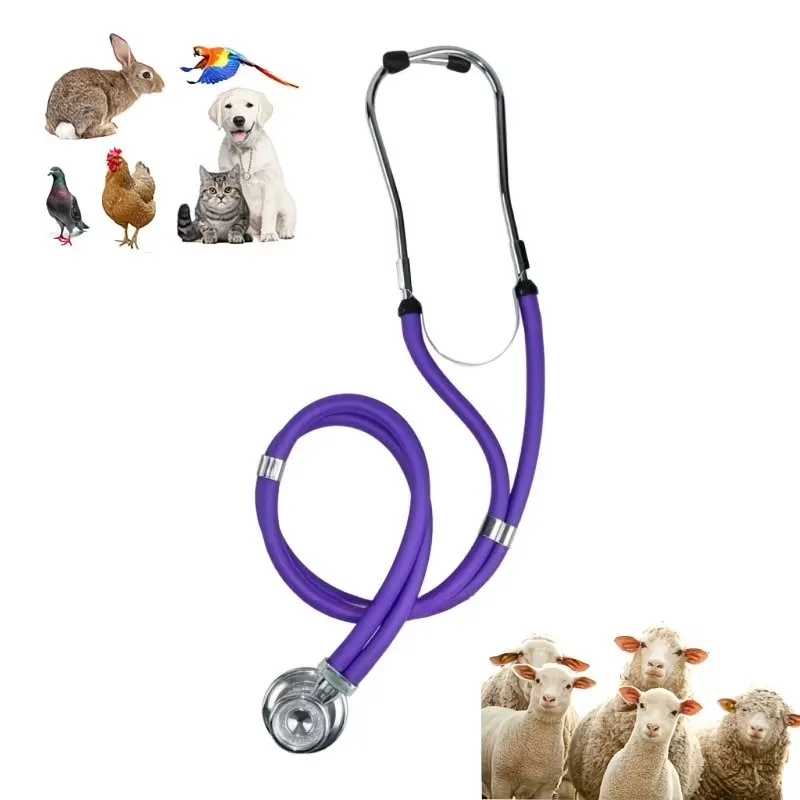 Livestock Stethoscope Double-Headed, Purple/Red/Black Colors Available, Alloy Stethoscope, Metal Multifunctional Stethoscope, Suitable for Use with Various Livestock over 6 Months of Age