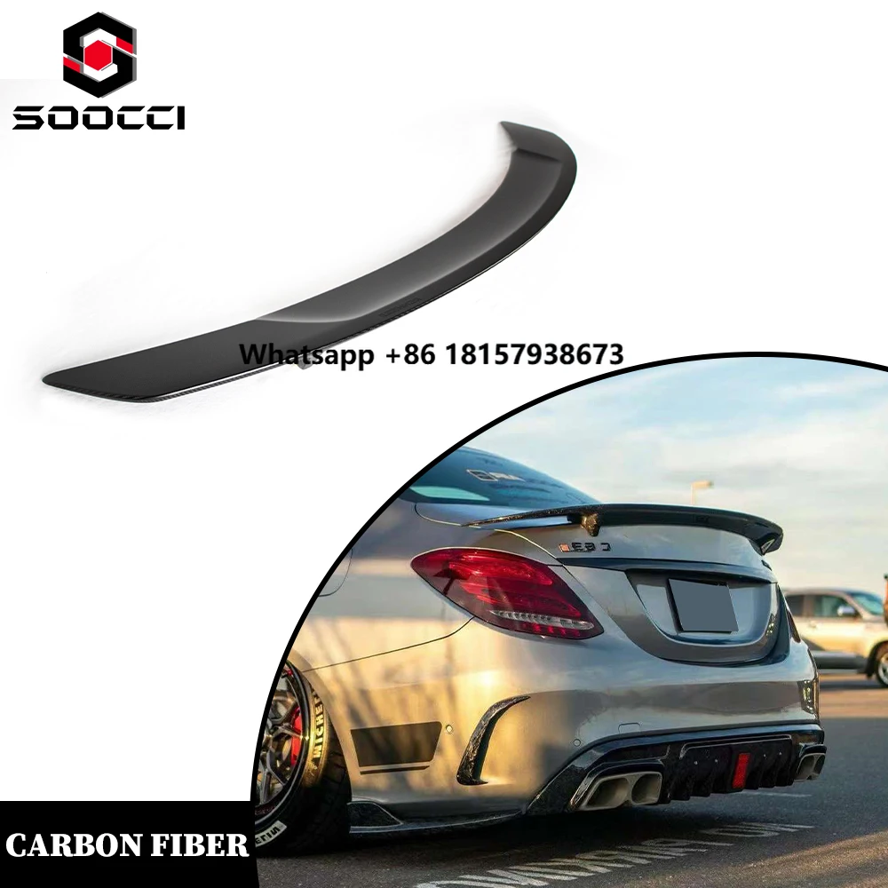 

Real Carbon Fiber RT Style W205 C63 Rear Spoiler for Mercedes Benz C-Class C63 AMG Decklid Spoiler Trunk Wing Splitter Lip