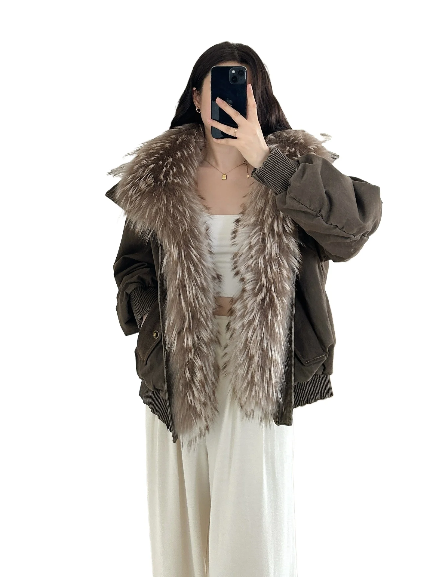 

Зима 2025 года, новая куртка из волос енота, пирог с белым гусиным пухом, пуховик, меховая куртка для женщин