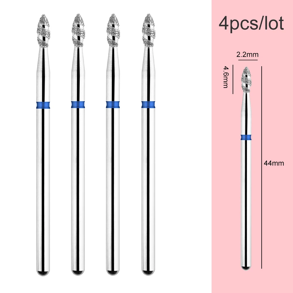 4pcs/lot Diamond Cutters for Manicure Russian Nail Drill Bits Cuticle Burr Milling Cutter for Pedicure Nails Accessories Tools