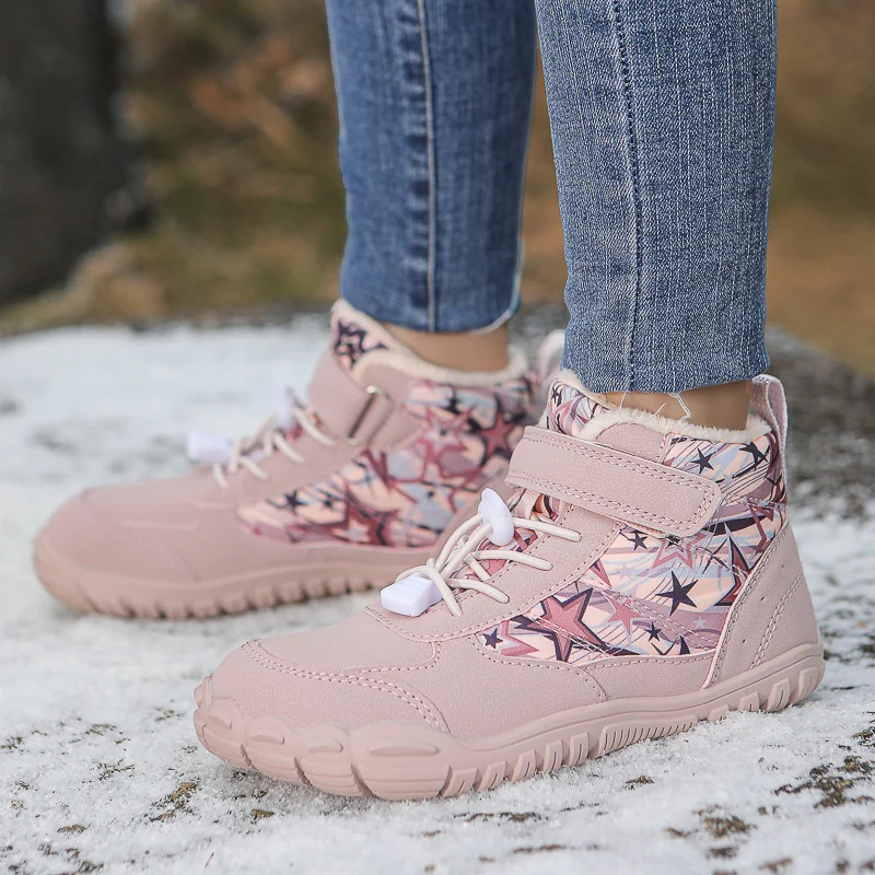 Scarpe invernali unisex di alta qualità per bambini rosa a cinque dita Stivaletti caldi da esterno Scarpe sportive impermeabili Stivali da neve Stivaletti