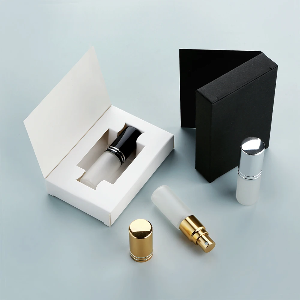 

30/50PCS 5ml High-end Frosted Glass Perfume Bottles, Double-line Aluminum Atomizing Sprayers, Leakproof, Reusable with Boxes