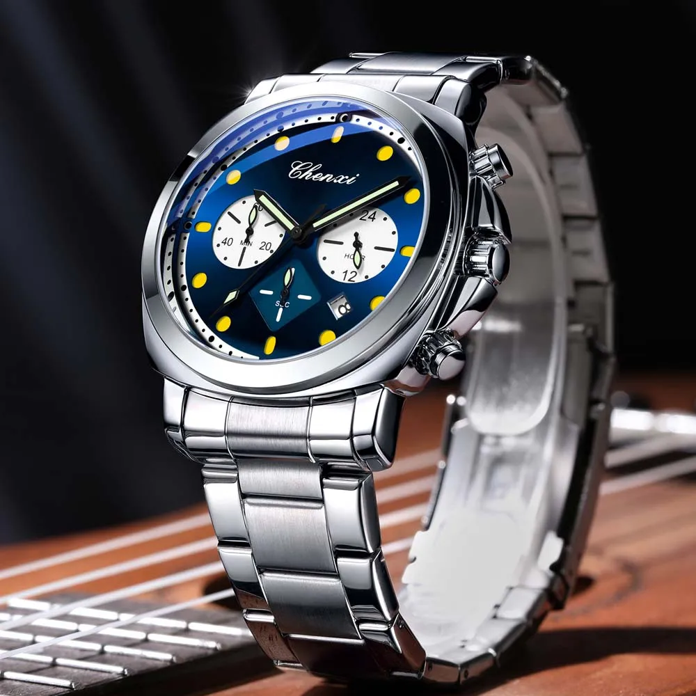 CHENXI Men's Multifunction Watch Trendy Fashion Quartz Watch Date Display Luminous Chronograph Men's Watch relojes para hombres